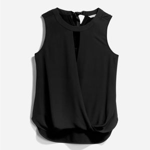 41 HAWTHORN- Clearwater mixed material surplice blouse. size medium. black